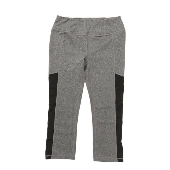 Reebok Capri Leggings Womens Size Medium Breathable Workout Running Gray - Picture 1 of 9